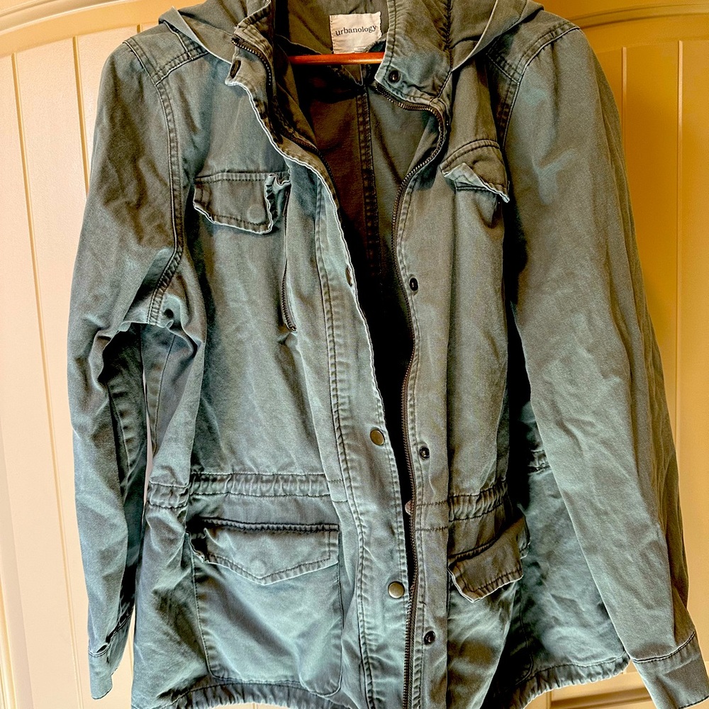 Urbanology Army Olive green multi pockets full zipper long sleeve jacket 2X